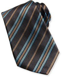 Kiton Multi Stripe Silk Tie Brownteal