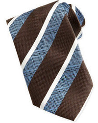 Ermenegildo Zegna Regildo Zegn Wide Crosshatch Striped Tie Brown