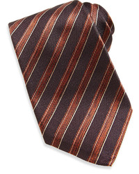 Kiton Rope Stripe Woven Tie Brown