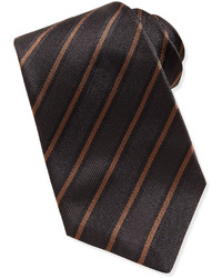 Kiton Textured Striped Silk Tie Brown