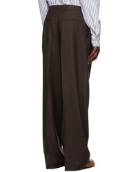 Dries Van Noten Brown Pinstripe Trousers