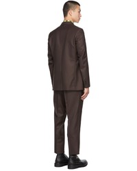 Dries Van Noten Brown Wool Pinstripe Suit