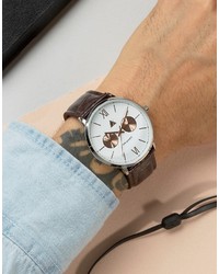 Asos Watch With Croc Effect Strap And Mixed Metal Case