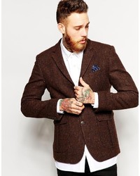 Asos Brand Slim Fit Blazer In Harris Tweed Fabric