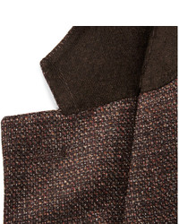 Canali Brown Basketweave Wool Mlange Blazer