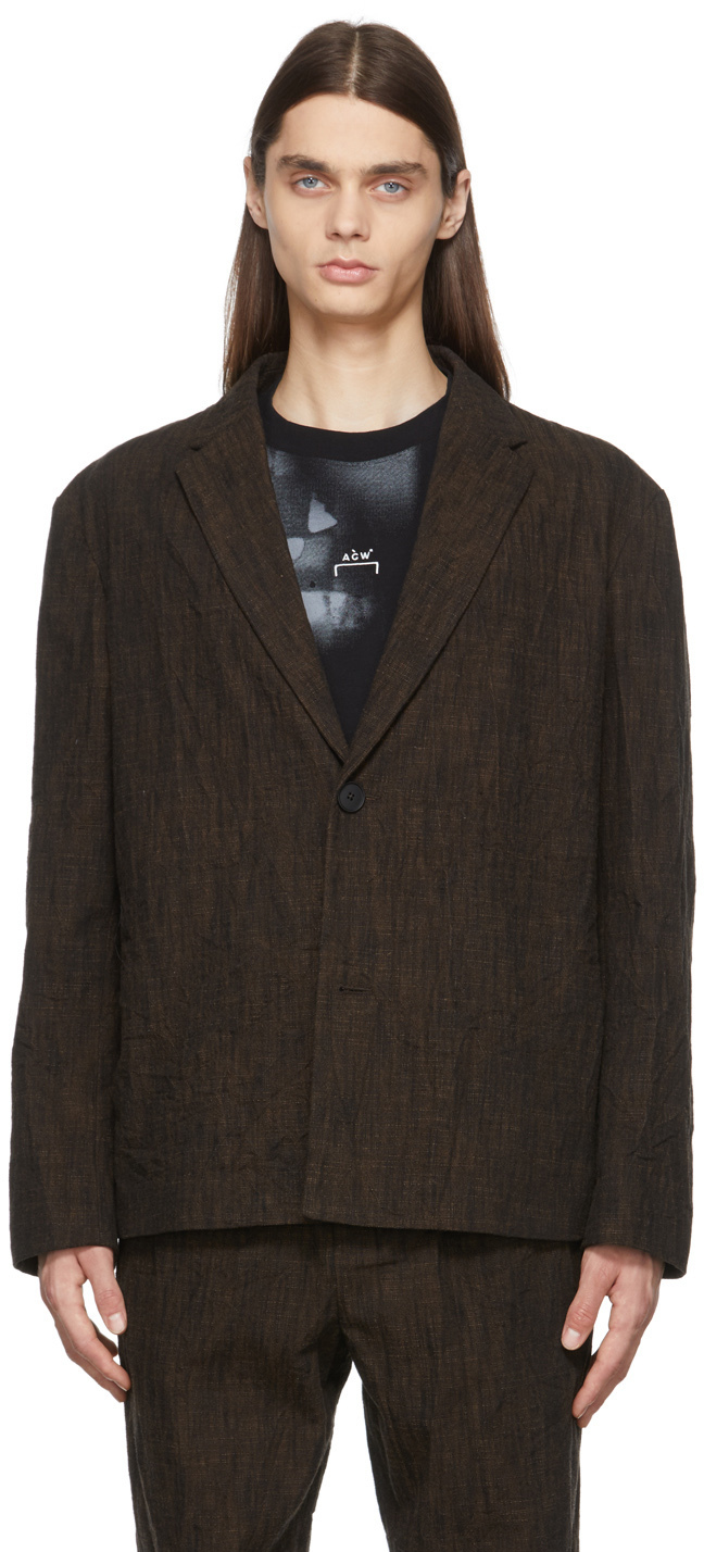 A-Cold-Wall* Brown Crinkle Blazer, $1,050 | SSENSE | Lookastic