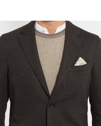 Canali Brown Unstructured Wool And Cotton Blend Blazer