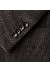Canali Brown Unstructured Wool And Cotton Blend Blazer