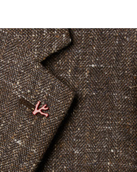 Brown Donegal Silk Wool And Cashmere Blend Blazer by Isaia