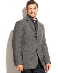 London Fog Lebanon Wool Blend Microsuede Bib Tweed Blazer
