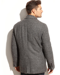 London Fog Lebanon Wool Blend Microsuede Bib Tweed Blazer