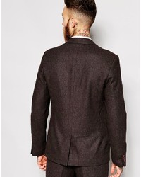 Farah Vintage Suit Jacket In Brown Herringbone