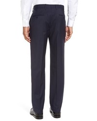 Zanella Devon Flat Front Solid Wool Serge Trousers