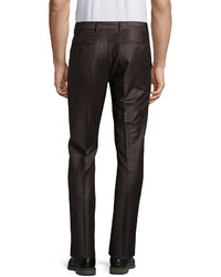 Brunello Cucinelli Flat Front Wool Trousers Brown