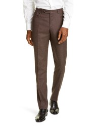 Canali Solid Stretch Wool Cotton Trousers