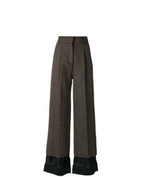Dark Brown Wool Flare Pants