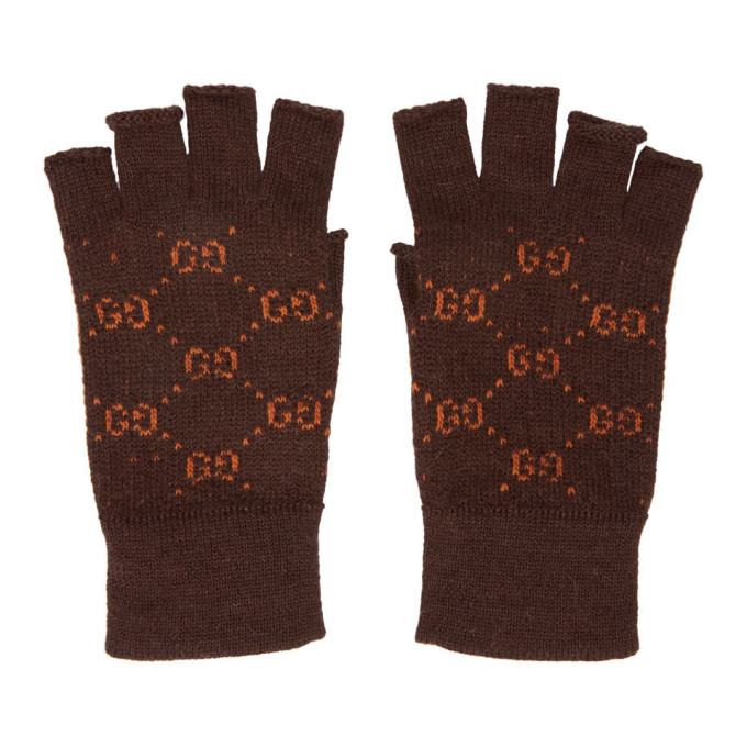 brown fingerless gloves