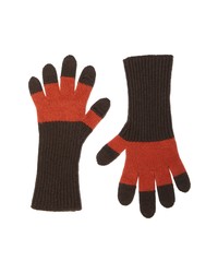 Homme Plissé Issey Miyake Colorblock Wool Blend Gloves In Blackorange At Nordstrom