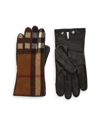 Burberry Gabriel Check Wool Leather Gloves