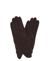 Jeanne Simmons Wool With Lace Trim Gloves Brown One Size