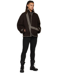 3MAN Brown Engineered Stripe Blanket Jacket