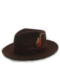 Ferrecci Brown Wool Banded Fedora Hat