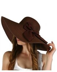 Luxury Lane Brown Large Bow Floppy Sun Hat