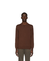 Dark Brown Wool Polo Neck Sweater