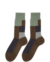 GR-Uniforma Brown Wool Mixed Textured Socks