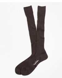 Brooks Brothers Merino Wool Ribbed Over The Calf Socks