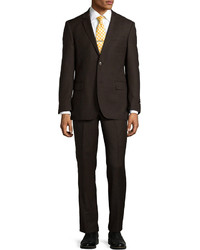 Neiman Marcus Two Piece Modern Fit Wool Suit Brown