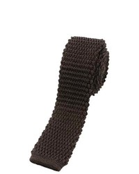 Altea Tricot Knitted Solid Tie Silk Wool Brown