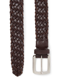 Brunello Cucinelli 35cm Brown Woven Cross Grain Leather Belt