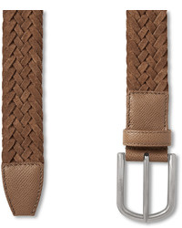 Tod's 35cm Brown Woven Suede And Textured Leather Belt