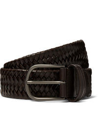 ANDERSON'S 35cm Dark Brown Woven Leather Belt
