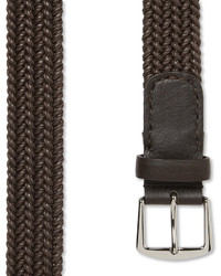 Loro Piana 35cm Ecru Leather Trimmed Woven Waxed Cotton Belt