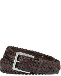 Cole Haan Braided Leather Belt Chocolate