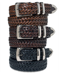 Perry Ellis Leather Big And Tall Braided Belt