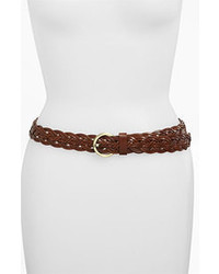 Lulu Woven Bonded Leather Belt Brown Mediumlarge