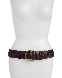 Tarnish Braided Leather Belt Dark Brown Medium