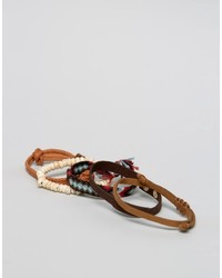 Asos Brand Faux Leather And Woven Bracelet Pack