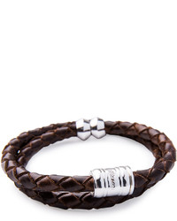 Miansai Woven Leather Bracelet Brownsilvertone
