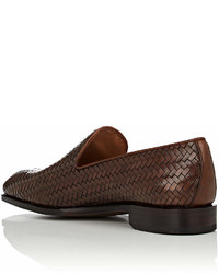 Carmina Shoemaker Woven Leather Venetian Loafers