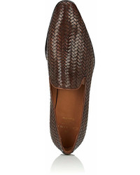 Carmina Shoemaker Woven Leather Venetian Loafers