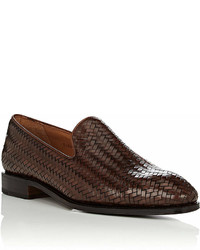Carmina Shoemaker Woven Leather Venetian Loafers