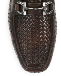 Salvatore Ferragamo Parigi Woven Leather Metal Bit Loafers