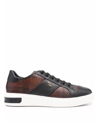 Dark Brown Woven Leather Low Top Sneakers