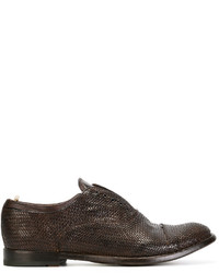 Dark Brown Woven Leather Oxford Shoes