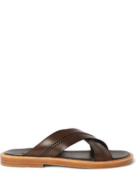 Dark Brown Woven Leather Sandals