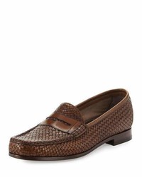 Dark Brown Woven Loafers